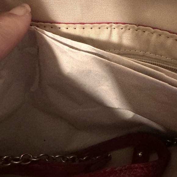 Burgundy Croc-Embossed Chain Strap Bag - Picture 7 of 12